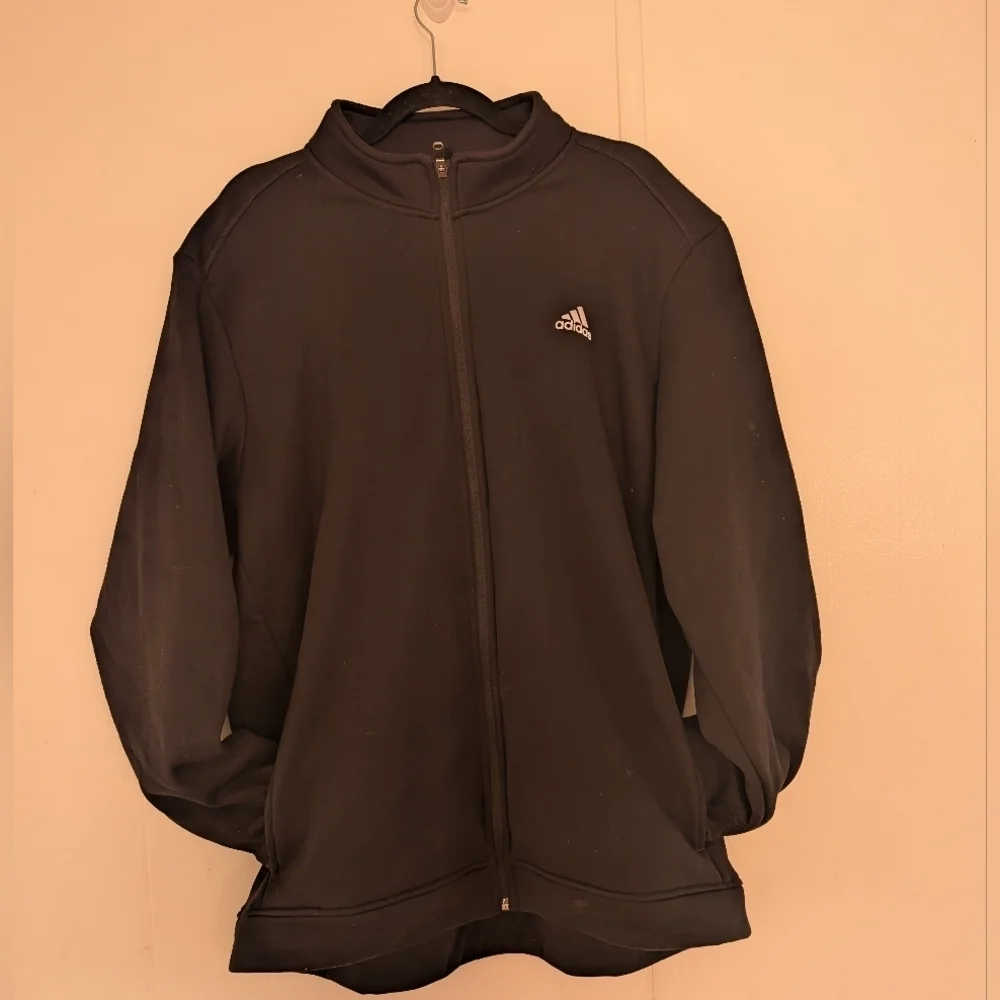 Adidas Golf Black Performance Jacket with Hood and Full-Length Zipper